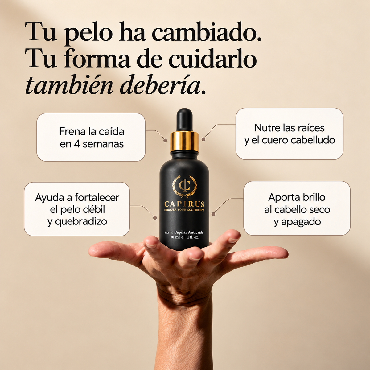 Aceite AntiCaída Capirus - La solución más fácil para evitar perder pelo