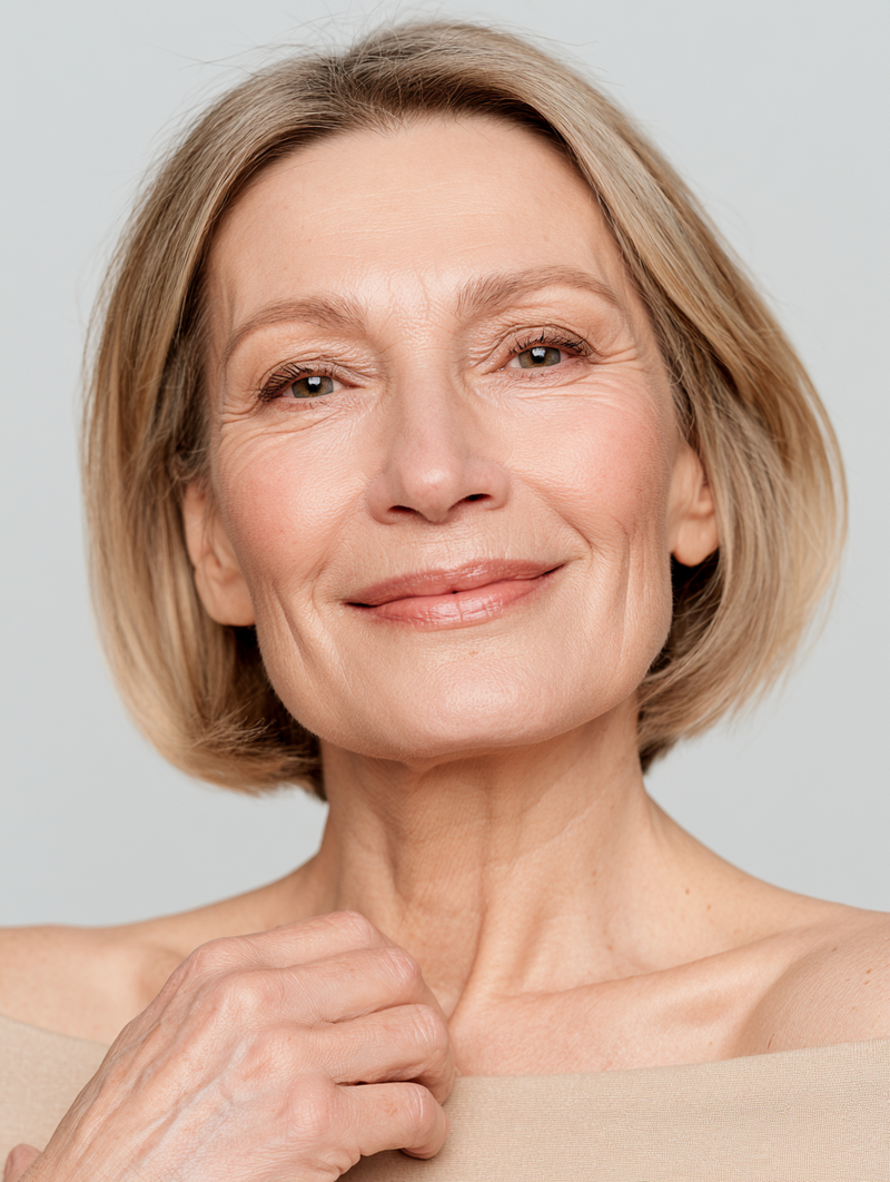 Mujer de más de 50 años sonriendo con confianza